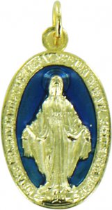 Copertina di 'Medaglia Madonna Miracolosa in metallo dorato con smalto blu cm 1,7'