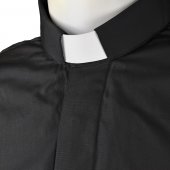 Immagine di 'Camicia clergyman nera mezza manica 100% cotone - collo 39'