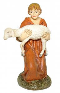 Copertina di 'Pastore in ginocchio con agnello Linea Martino Landi - presepe da 12 cm'