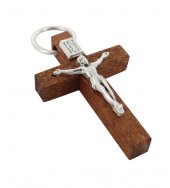 Immagine di 'Croce in legno color palissandro con Cristo - 3,5 cm'