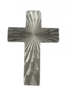Copertina di 'Crocetta distintivo in metallo argentato zigrinato con spilla - 2,5 cm'
