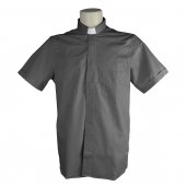 Camicia clergyman grigio scuro mezza manica 100% cotone - collo 41