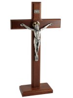 Croce in legno di faggio con base e corpo in metallo - dimensioni 30x17 cm