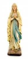 Madonna Lourdes dipinta a mano in legno di acero - 25 cm