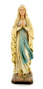 Copertina di 'Madonna Lourdes dipinta a mano in legno di acero - 25 cm'