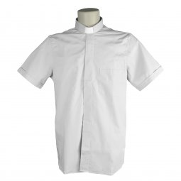 Copertina di 'Camicia clergyman bianca mezza manica 100% cotone - collo 42'