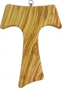 Copertina di 'Croce Tau da parete in legno di ulivo (croce di San Francesco d'Assisi) - 20 cm'