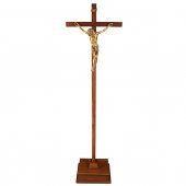 Croce astile in legno con Cristo bronzato - dimensioni 183x47 cm