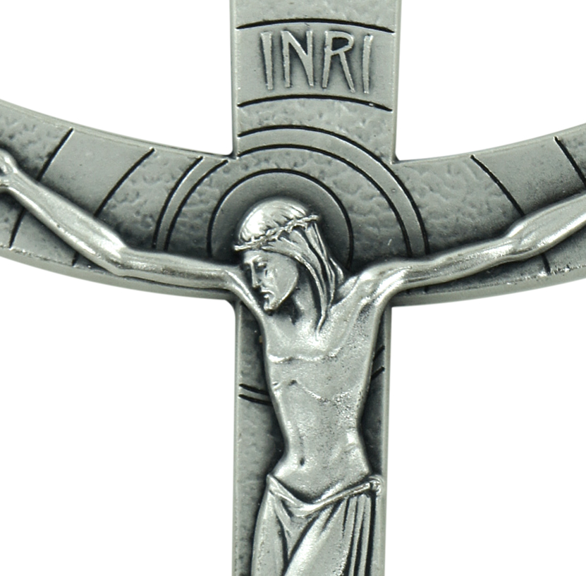 Crocifisso da parete stile moderno in metallo argentato - 14 cm, Croci e  crocifissi, Articoli Religiosi 