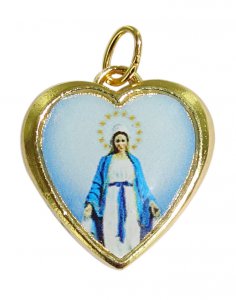 Copertina di 'Medaglia cuore con resina Madonna Miracolosa'