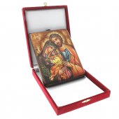 Immagine di 'Icona bizantina dipinta a mano "Sacra Famiglia con Gesù in vesti dorate" - 18x14 cm'