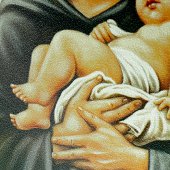 Immagine di 'Quadretto stondato "Sant'Antonio con il Bambino" - dimensioni 40x40 cm'