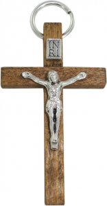 Copertina di 'Croce in legno color naturale con Cristo - 4,5 cm'