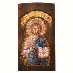 Copertina di 'Icona in legno con Cristo Pantocratore in rilievo (h. 17 cm)'