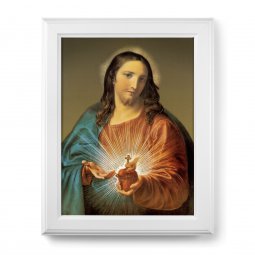 Copertina di 'Quadro "Sacro Cuore di Gesù" con lamina oro e cornice con decorazione a sbalzo'