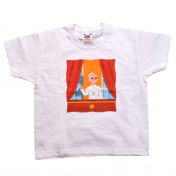 Copertina di 'T-shirt bimbi bianca con Papa Francesco alla finestra (5-6 anni)'