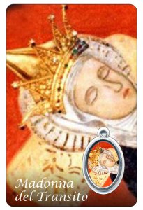 Copertina di 'Card Madonna del Transito con medaglia resinata - 5,5 x 8,5 cm - in italiano'