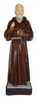 Statua da esterno di Padre Pio in materiale infrangibile, dipinta a mano, da circa 40 cm