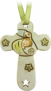 Copertina di 'Bomboniera battesimo: Croce in resina con stelle - 8,5 cm'