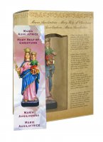 Immagine di 'Statua di Maria Ausiliatrice da 12 cm in confezione regalo con segnalibro in IT/EN/ES/FR'