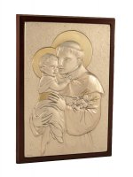 Quadro in legno con placca d'argento "Sant'Antonio" - dimensioni 28x20 cm