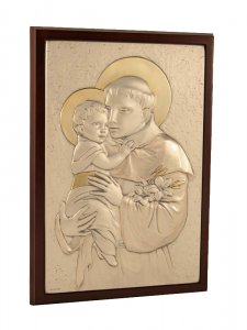 Copertina di 'Quadro in legno con placca d'argento "Sant'Antonio" - dimensioni 28x20 cm'