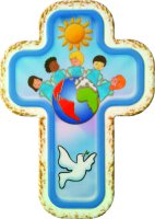 Croce laccata "La pace nel mondo" da appendere