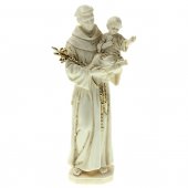 Statua in resina bianca con dettagli dorati "Sant'Antonio di Padova" - altezza 16 cm