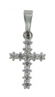 Croce in argento 925 con strass bianchi - 1,6 cm