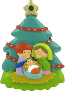 Copertina di 'Nativit in resina a forma di albero di Natale per bambini - altezza 8 cm'