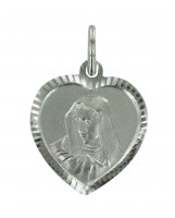 Medaglia Madonna Addolorata in argento 925 a forma di cuore - 1,9 cm