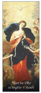 Copertina di 'Segnalibro calamitato di Maria che scioglie i Nodi - 4 x 9,7 cm'