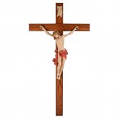 Crocifisso di legno con Cristo in resina colorata - altezza 135 cm