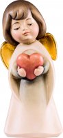Statuina dell'angioletto con cuore, linea da 8 cm, in legno dipinto a mano, collezione Angeli Sognatori - Demetz Deur