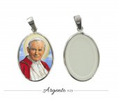 Immagine di 'Medaglia ovale con profilo in argento 925 - Papa San Giovanni Paolo II'