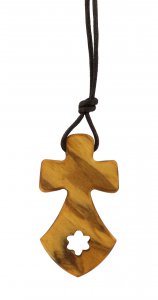 Copertina di 'Croce carmelitana in legno ulivo con cordoncino - 5,5 cm'