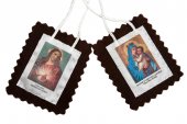 Immagine di 'Scapolare Madonna del Carmine e Sacro Cuore di Gesù in tessuto - 4,5 x 5,5 cm'