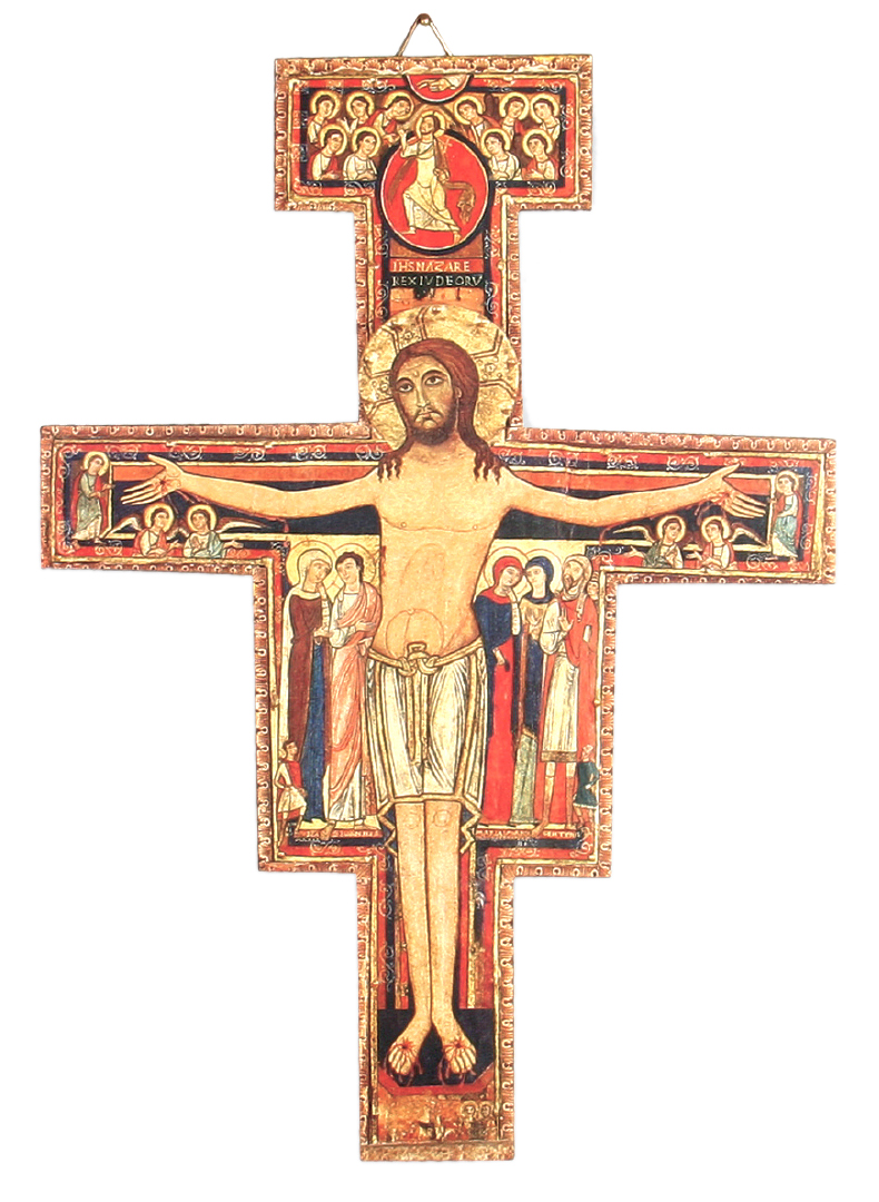 39 x 28 cm Crocifisso San Damiano da parete stampa su legno 