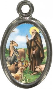 Copertina di 'Medaglia di Sant'Antonio Abate in metallo nichelato e resina - 1,5 cm'