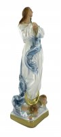 Immagine di 'Statua Madonna con angeli in gesso madreperlato dipinta a mano, Immacolata Concezione di Murillo - 20 cm'