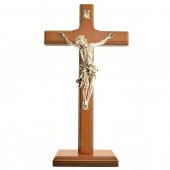 Croce in legno con base color ciliegio - dimensioni 33x17,5 cm