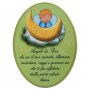 Icona ovale verde "Angelo di Dio" per bambini - dimensioni 15x21 cm