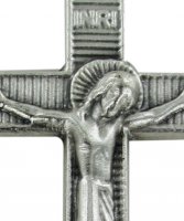Immagine di 'Croce con Cristo stampato in metallo nichelato - 5 cm'