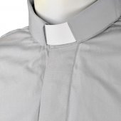 Immagine di 'Camicia clergyman grigio chiaro mezza manica 100% cotone - collo 38'