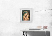 Immagine di 'Quadro "Madonna del Buon Consiglio" con passe-partout e cornice minimal - dimensioni 53x43 cm'