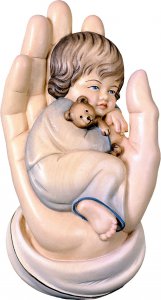 Copertina di 'Mano protettrice da appendere con bambino - Demetz - Deur - Statua in legno dipinta a mano. Altezza pari a 11 cm.'