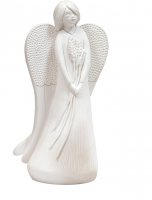 Statua in resina bianca "Angelo e spighe" - altezza 19 cm