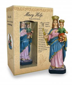 Copertina di 'Statua di Maria Ausiliatrice da 12 cm in confezione regalo con segnalibro in versione INGLESE'
