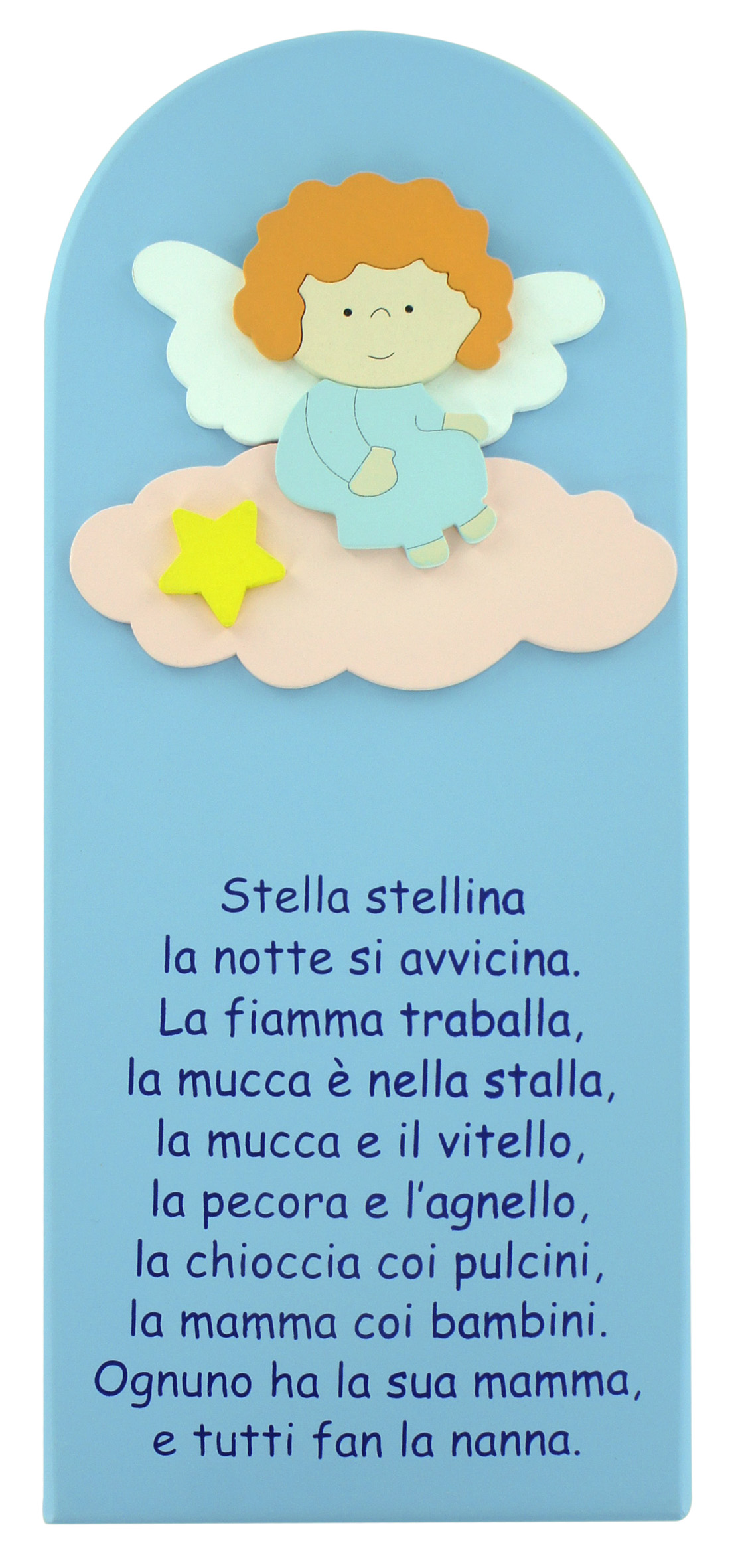 Quadro Stella Stellina in legno colorato azzurro - 28 x 12 cm, in