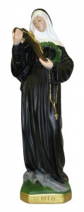 Copertina di 'Statua Santa Rita in gesso dipinta a mano - 50 cm'